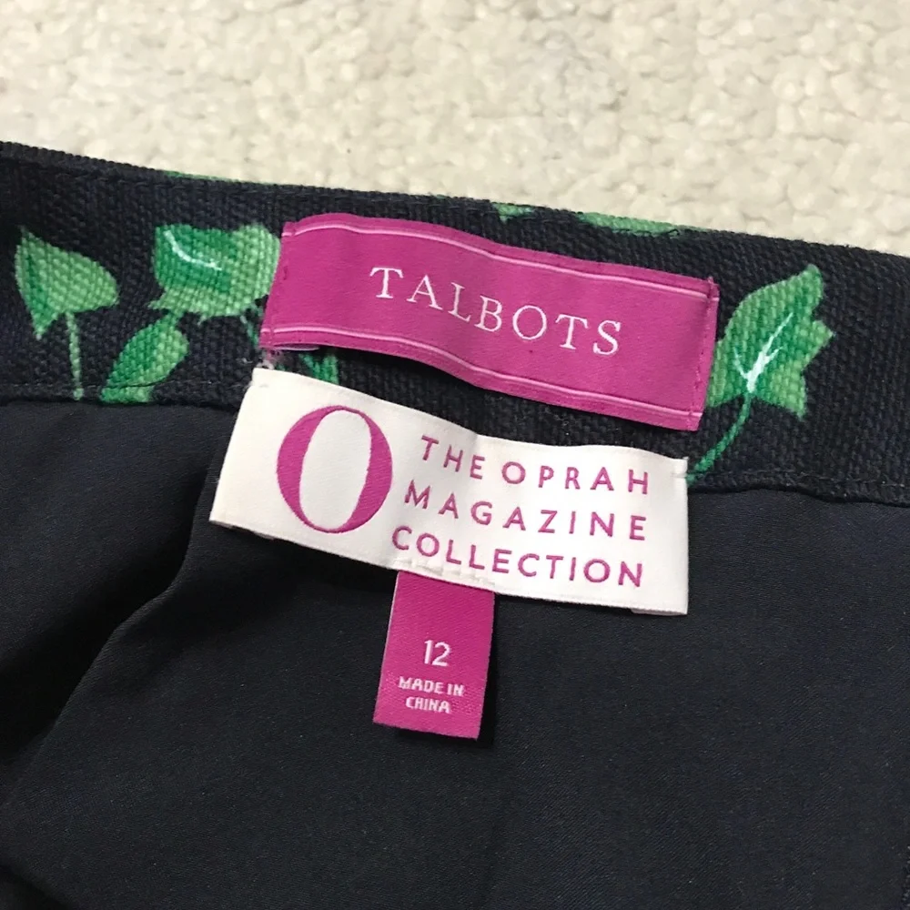 Talbots Navy Pencil Skirt with Green and Lilac Floral Print - Picture 6 of 15